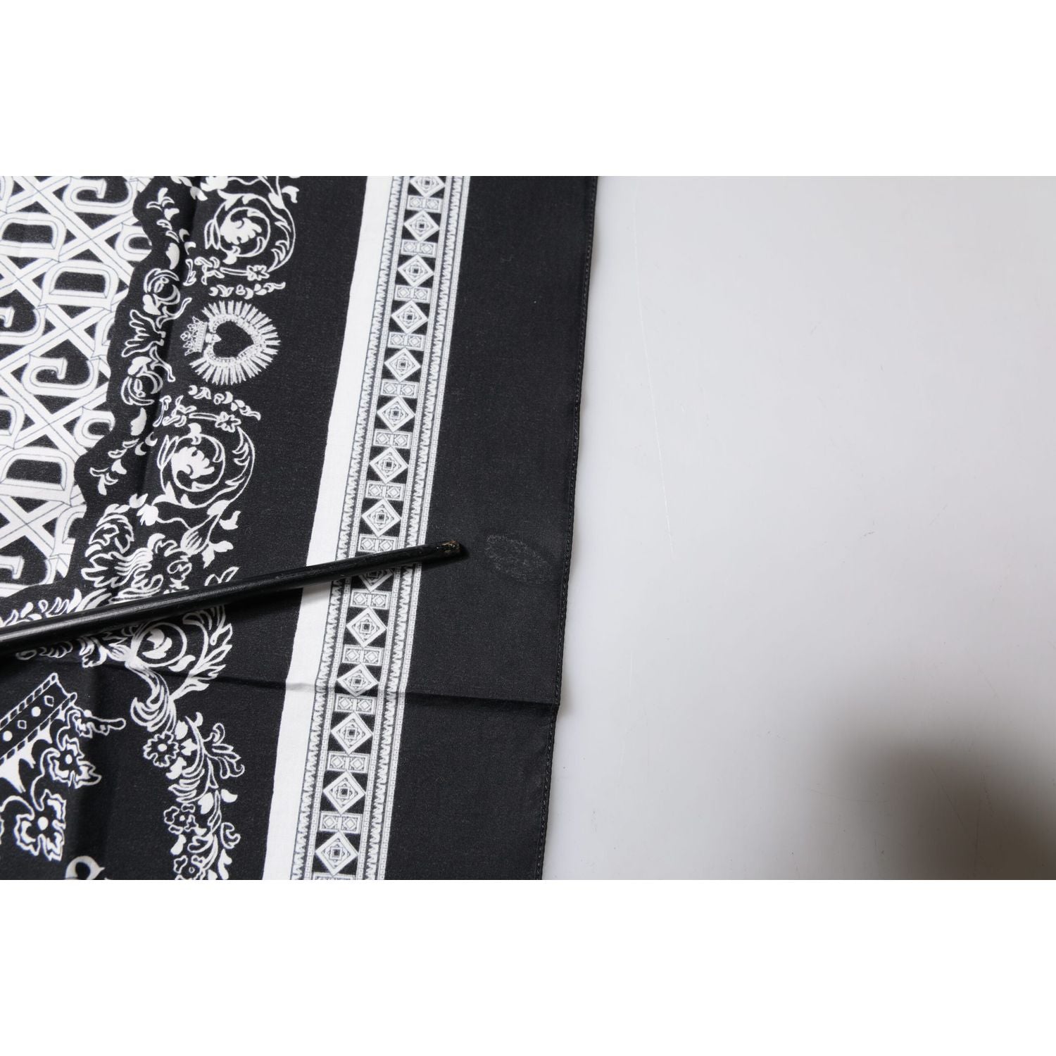 Dolce & Gabbana Black Logo Monogram Cotton Handkerchief Scarf