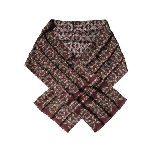 Dolce & Gabbana Bordeaux Printed Silk Neck Wrap Shawl Scarf MS7272