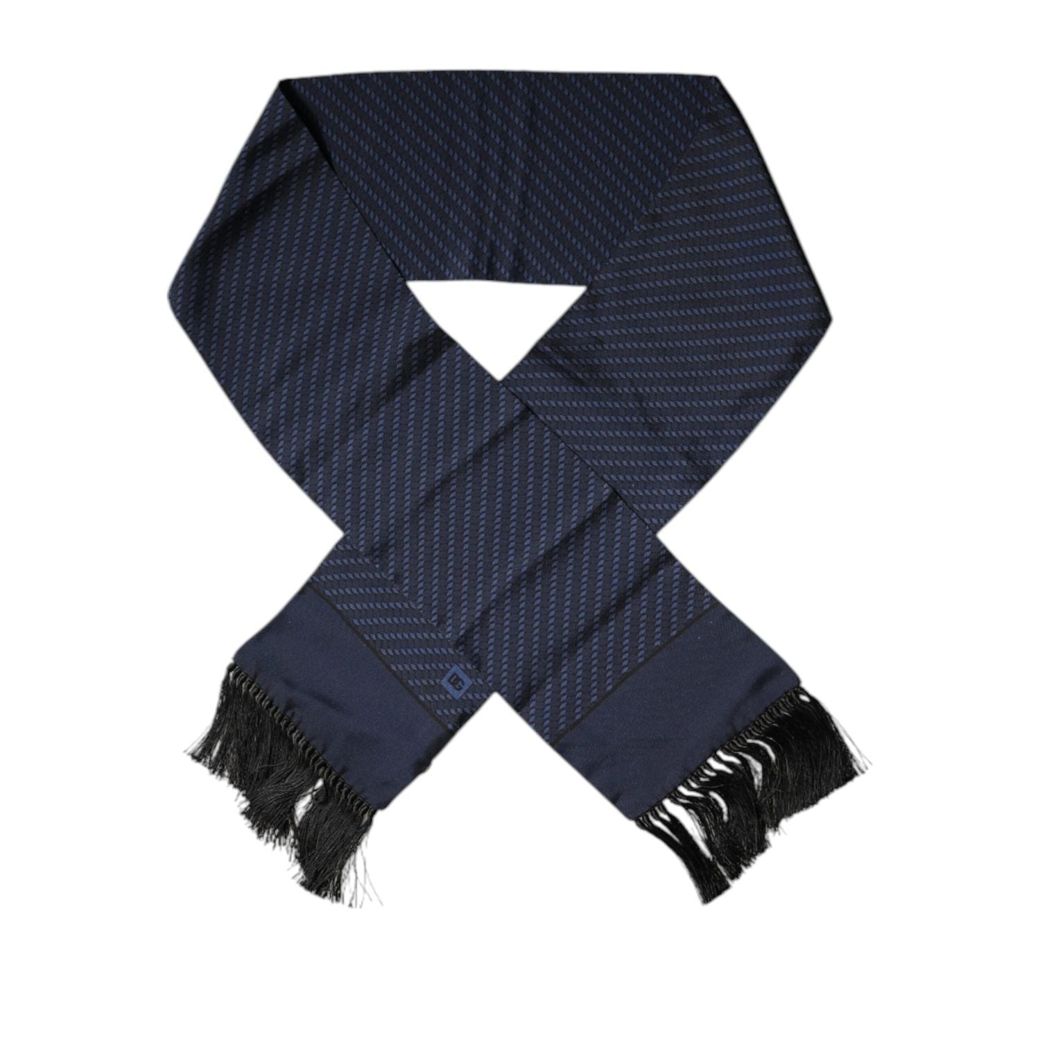 Dolce & Gabbana Dark Blue Fantasy Fringes Neck Wrap Scarf