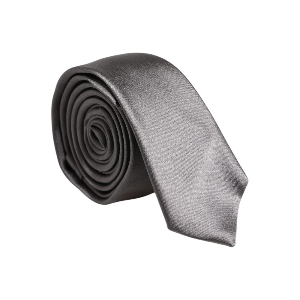 Dolce & Gabbana Metallic Silver Silk Adjustable Necktie Tie KRA3411