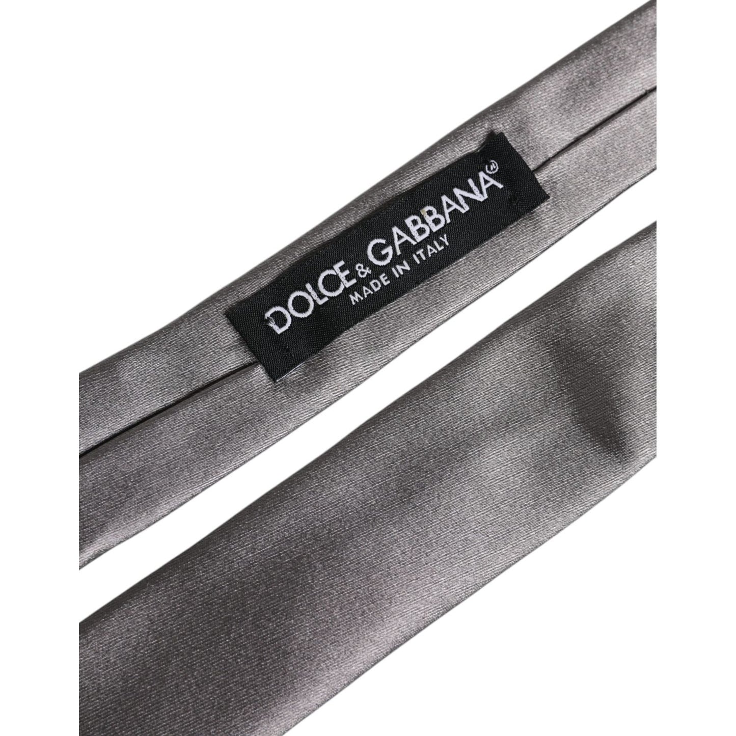 Dolce & Gabbana Metallic Silver Silk Adjustable Necktie Tie KRA3411
