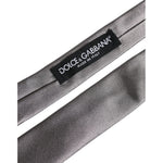 Dolce & Gabbana Metallic Silver Silk Adjustable Necktie Tie KRA3411