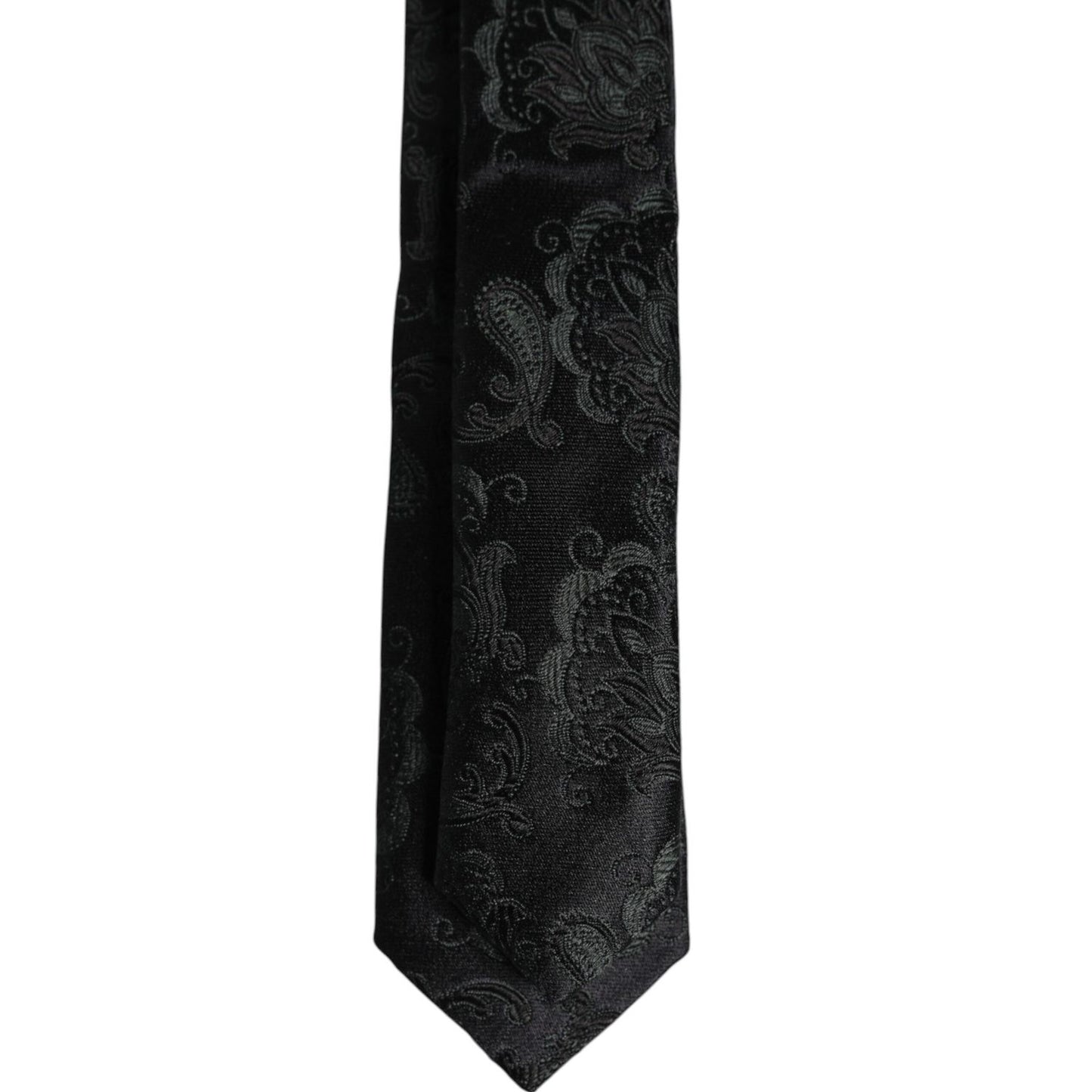 Dolce & Gabbana Dark Green Floral Silk Adjustable Necktie Tie