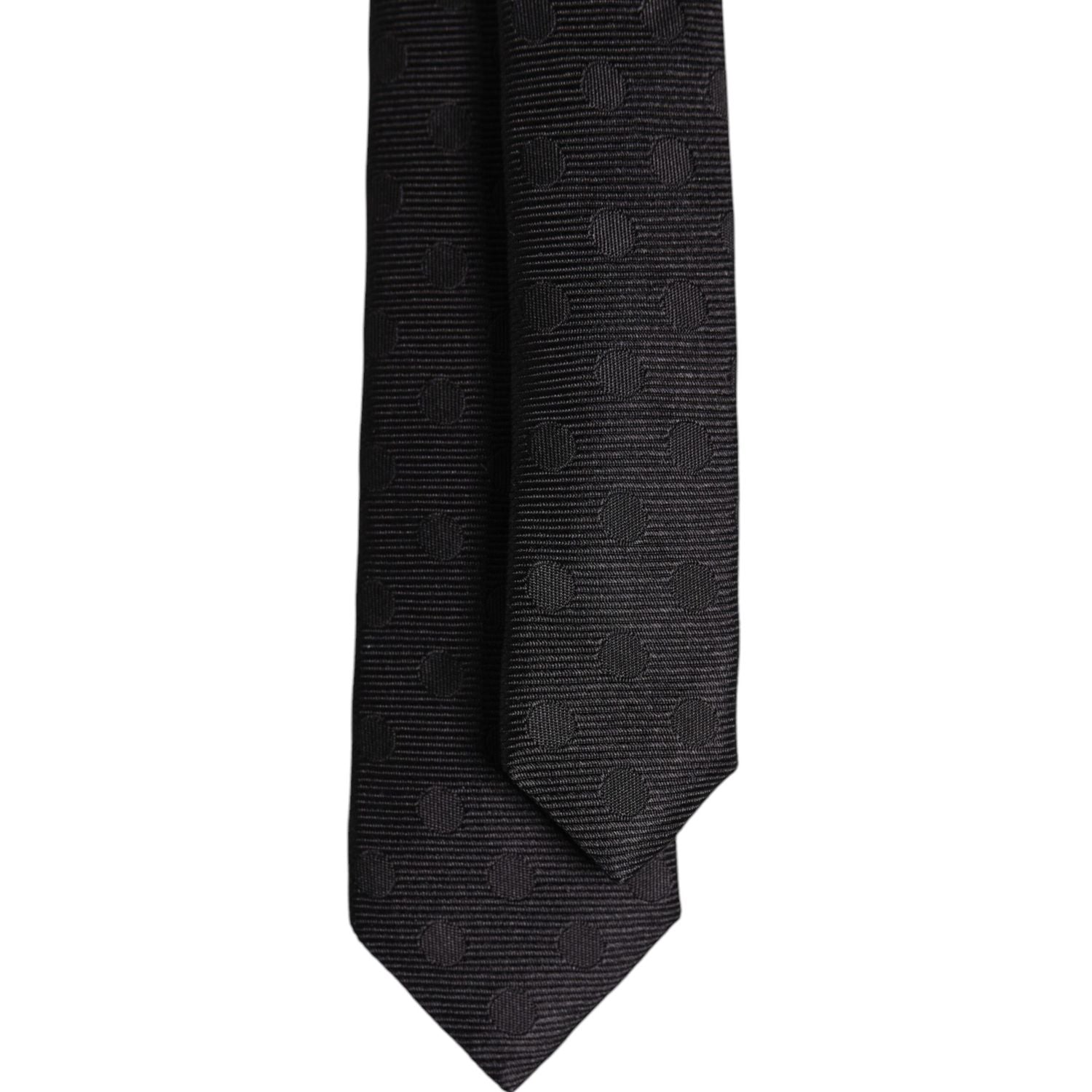 Dolce & Gabbana Black Circles Silk Adjustable Necktie Tie