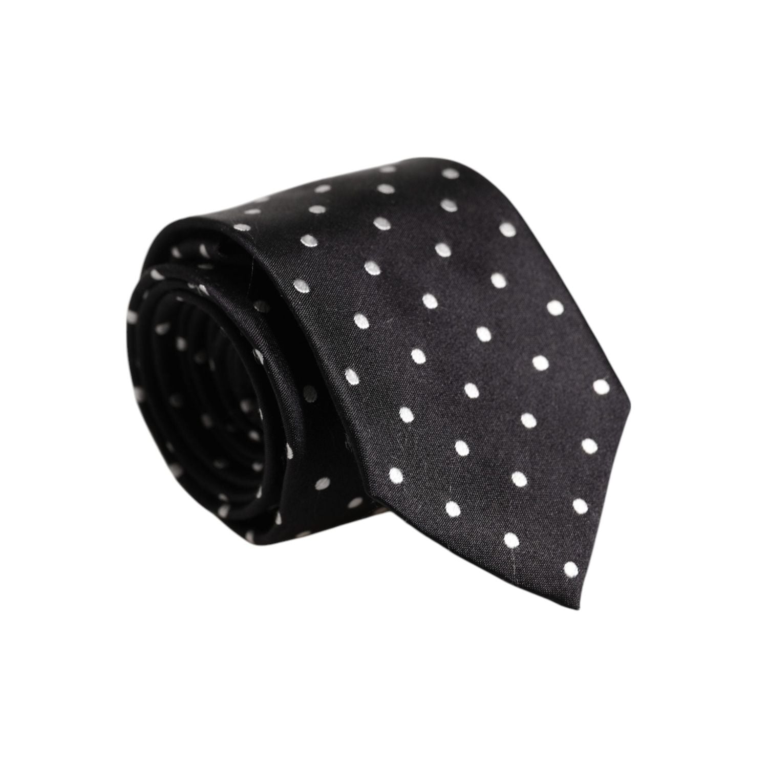 Dolce & Gabbana Black Polka Dots Silk Adjustable Necktie Tie