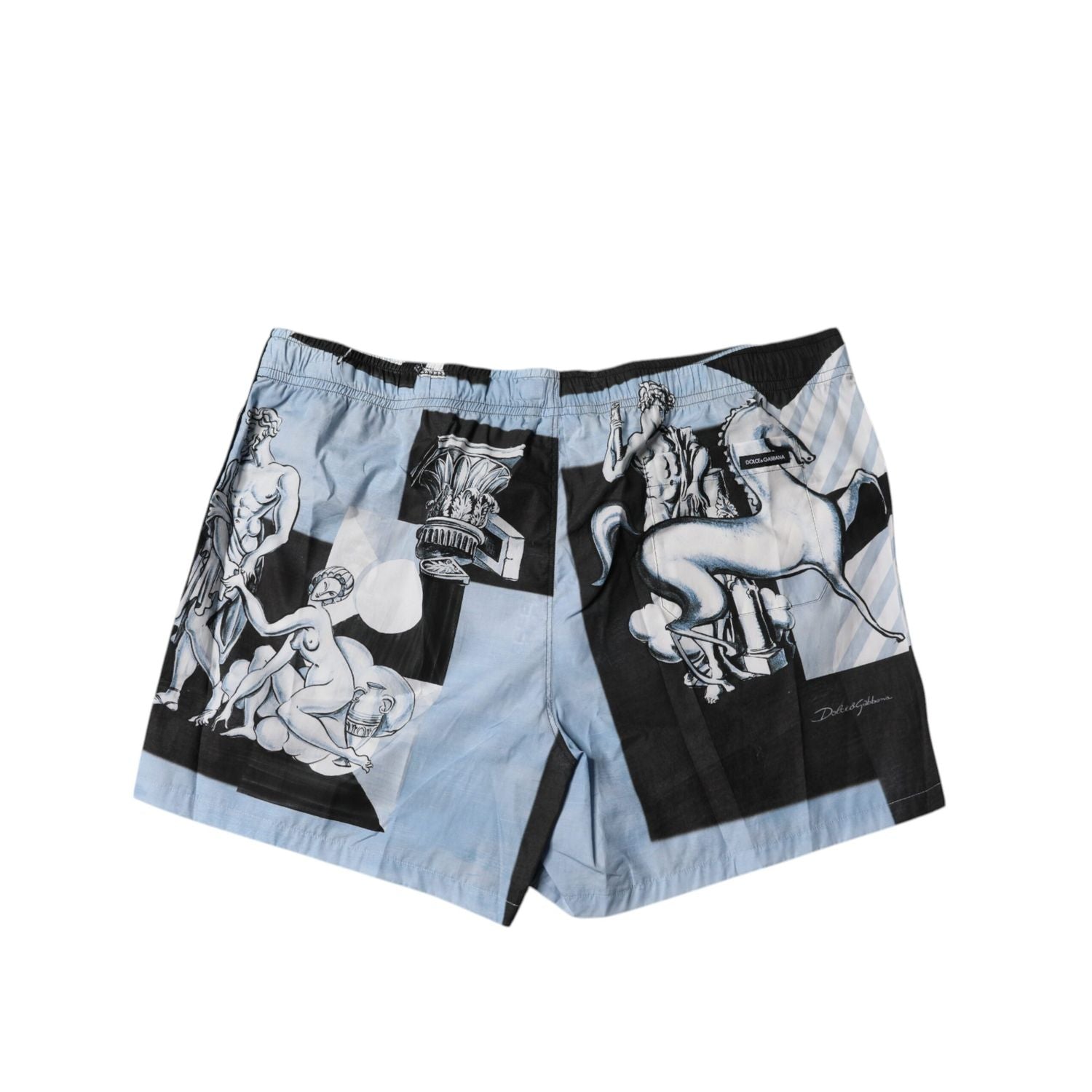 Dolce & Gabbana Blue Statue Print Cotton Mens Shorts