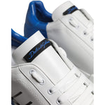 Dolce & Gabbana White Blue Leather Logo Low Top Sneakers Shoes MV7051-41