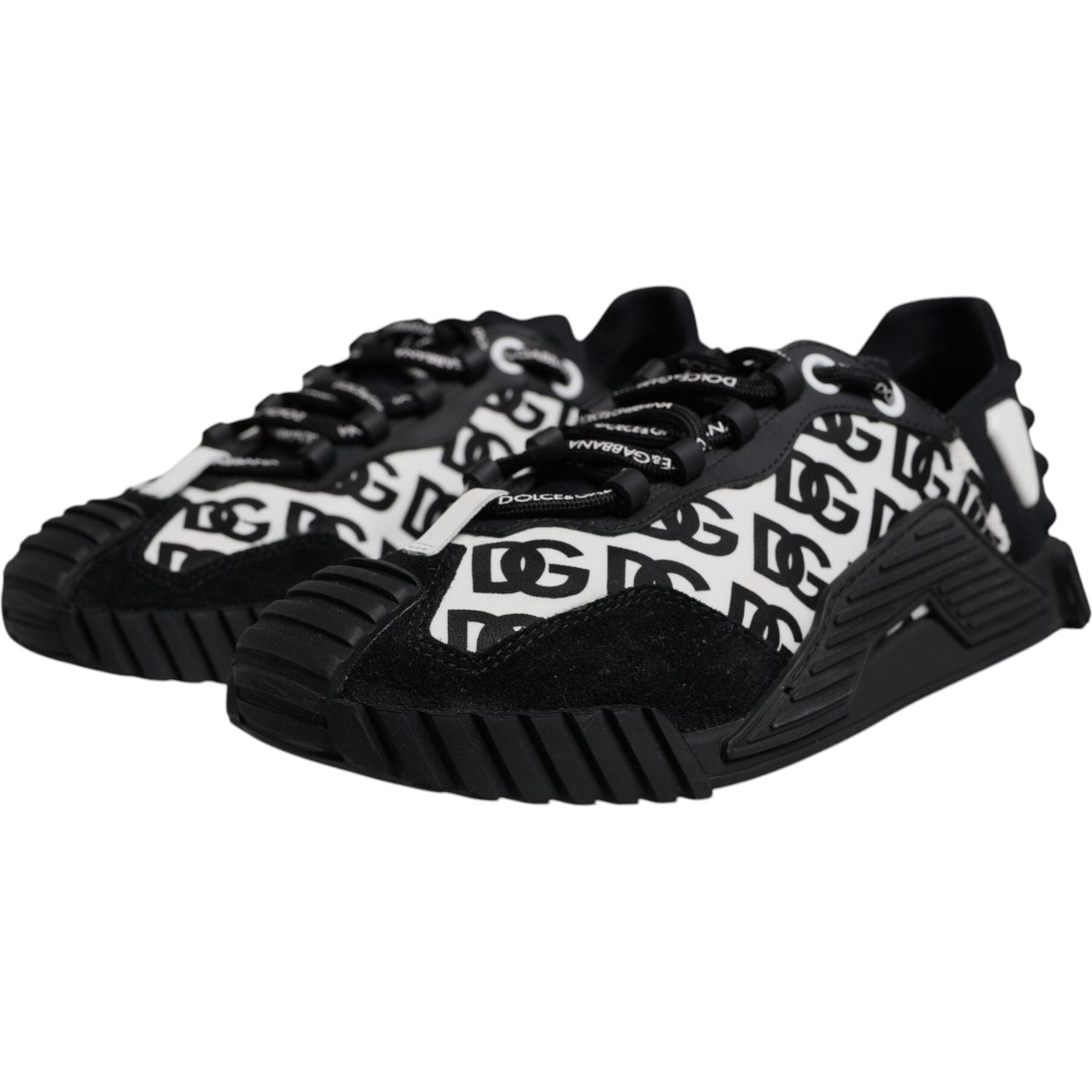 Dolce & Gabbana Black Logo Lace Up Low Top NS1 Sneakers Shoes