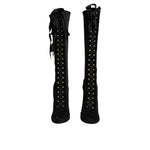 Dolce & Gabbana Black Lace Up Heels High Boots Shoes