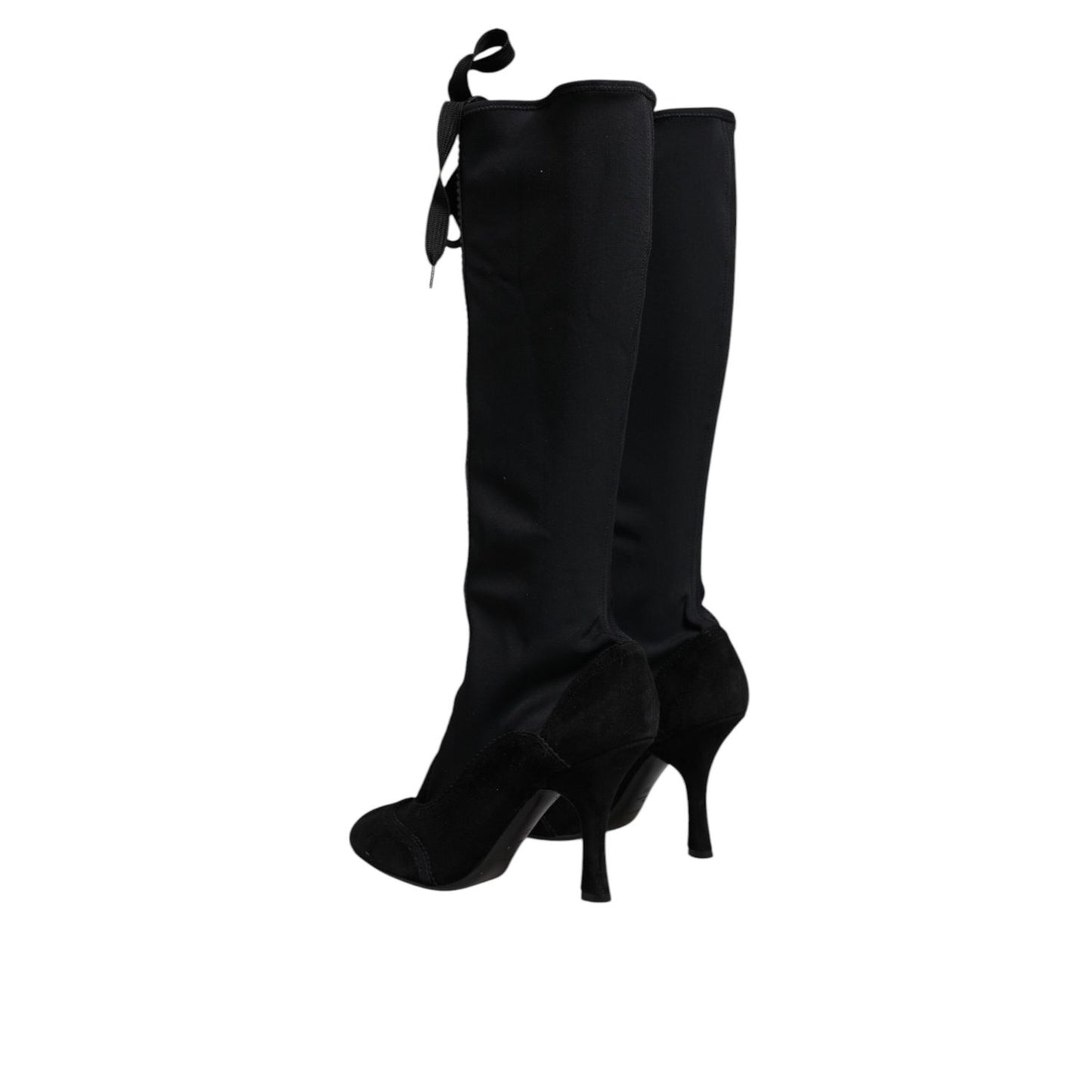 Dolce & Gabbana Black Lace Up Heels High Boots Shoes