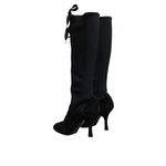 Dolce & Gabbana Black Lace Up Heels High Boots Shoes
