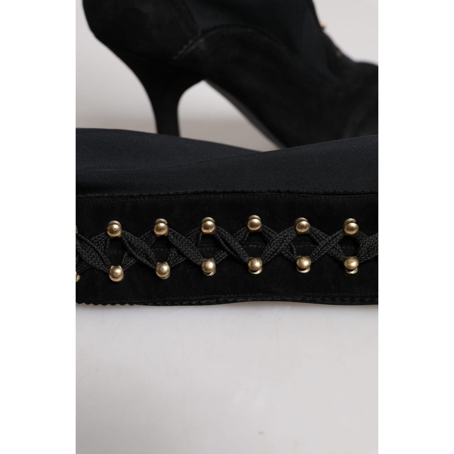 Dolce & Gabbana Black Lace Up Heels High Boots Shoes
