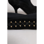 Dolce & Gabbana Black Lace Up Heels High Boots Shoes