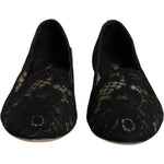 Dolce & Gabbana Black Taormina Lace Slip On Flats Shoes LA12501-40