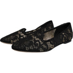 Dolce & Gabbana Black Taormina Lace Slip On Flats Shoes LA12501-40