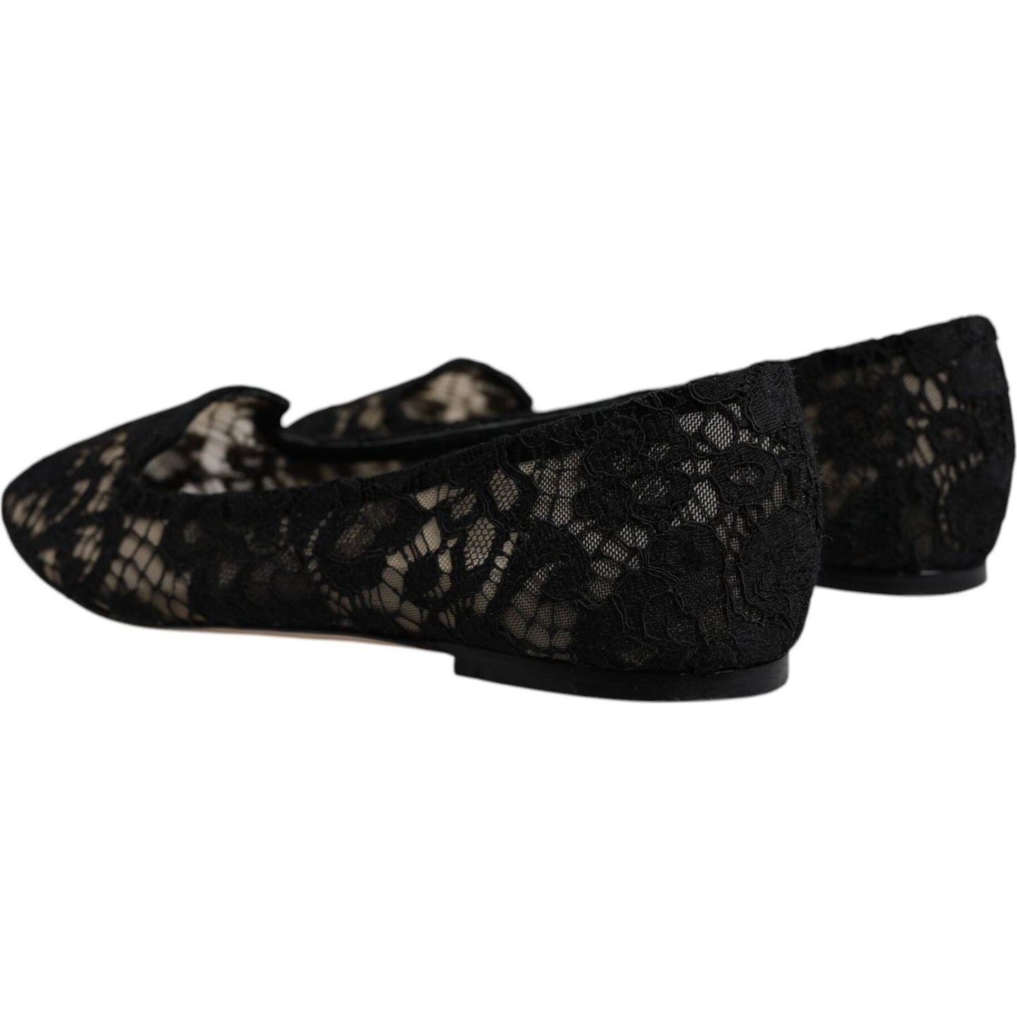 Dolce & Gabbana Black Taormina Lace Slip On Flats Shoes LA12501-40