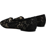 Dolce & Gabbana Black Taormina Lace Slip On Flats Shoes LA12501-40