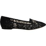 Dolce & Gabbana Black Taormina Lace Slip On Flats Shoes LA12501-40