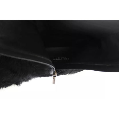 Dolce & Gabbana Black Xiangao Lamb Fur Leather Boots Shoes