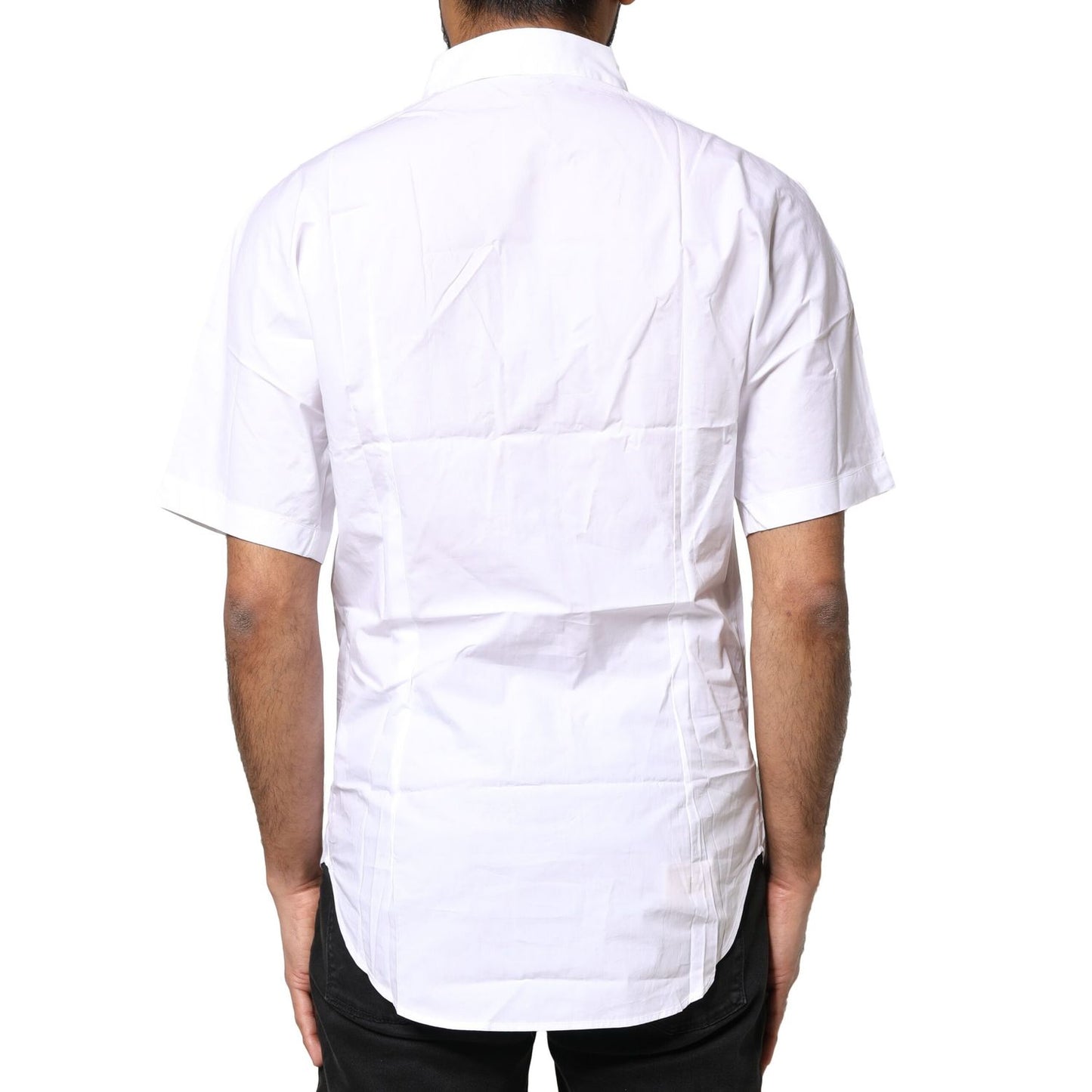 Dolce & Gabbana White Cotton Button Down Casual Men Polo Shirt