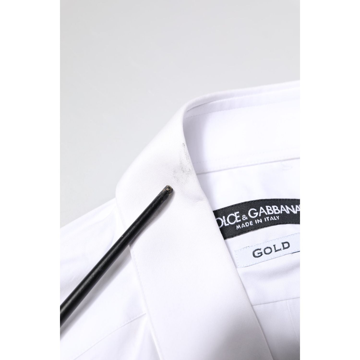 Dolce & Gabbana White GOLD Cotton Long Sleeves Men Dress Shirt