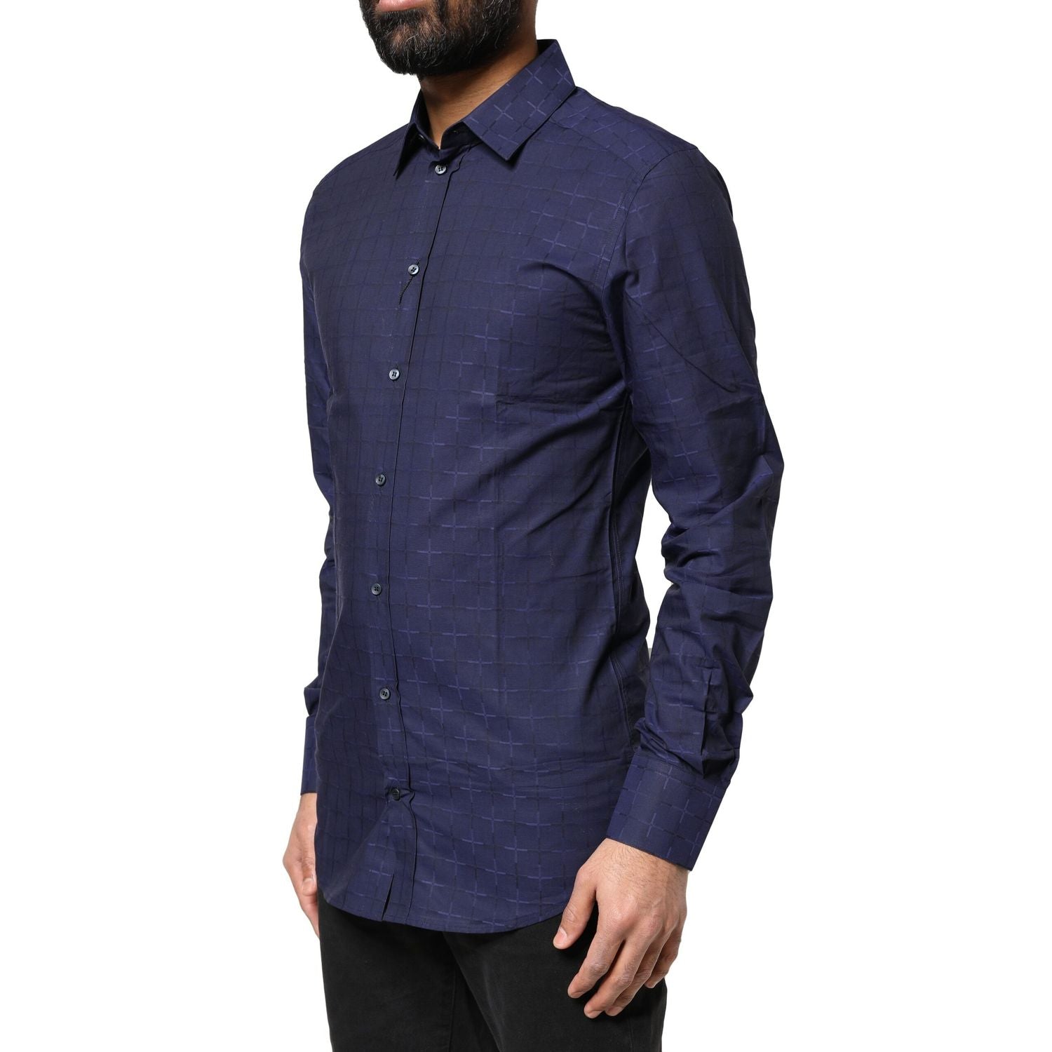 Dolce & Gabbana Blue Check Tartan GOLD Formal Dress Shirt