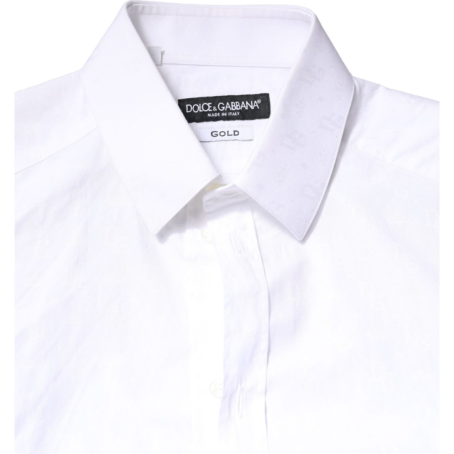 Dolce & Gabbana White GOLD Cotton Long Sleeves Dress Shirt