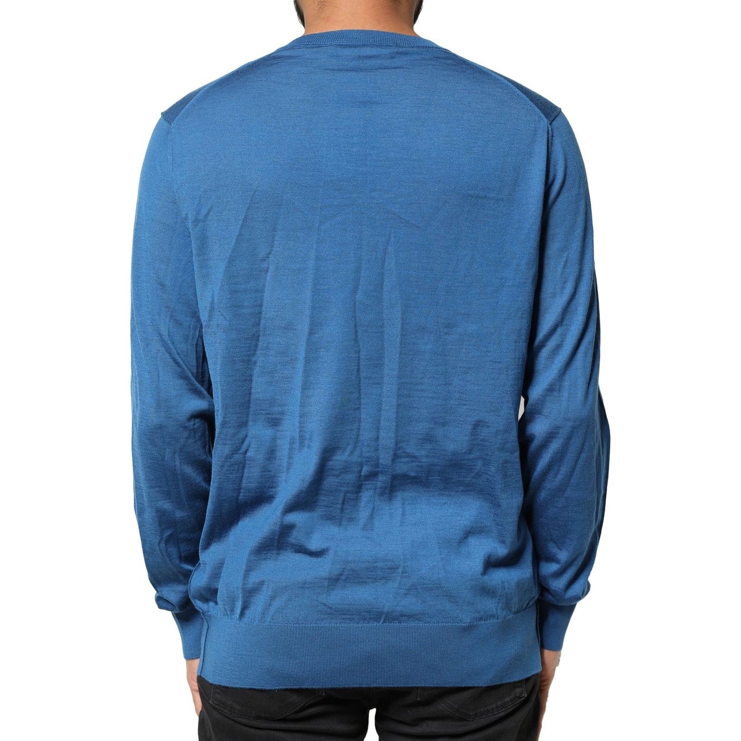 Dolce & Gabbana Blue Cashmere Crown V-neck Pullover Sweater TSH85153-50