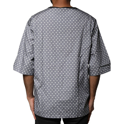Dolce & Gabbana Gray Polka Dot Pin-Up Print Crew Neck T-shirt