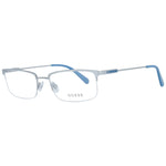Guess Gray Men Glasses Frame in grey metal, half-rim style with demo lenses, size 54-18-145, includes branded case.
