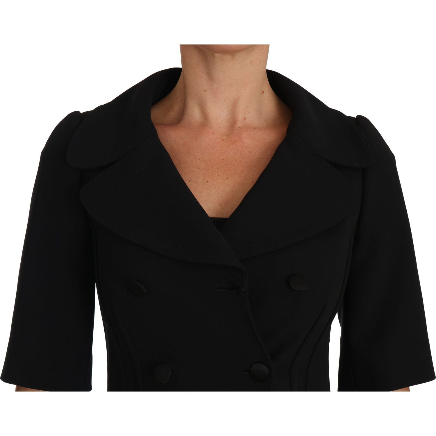 Dolce & Gabbana Black Short Fitted Wool Cropped Jacket Blazer