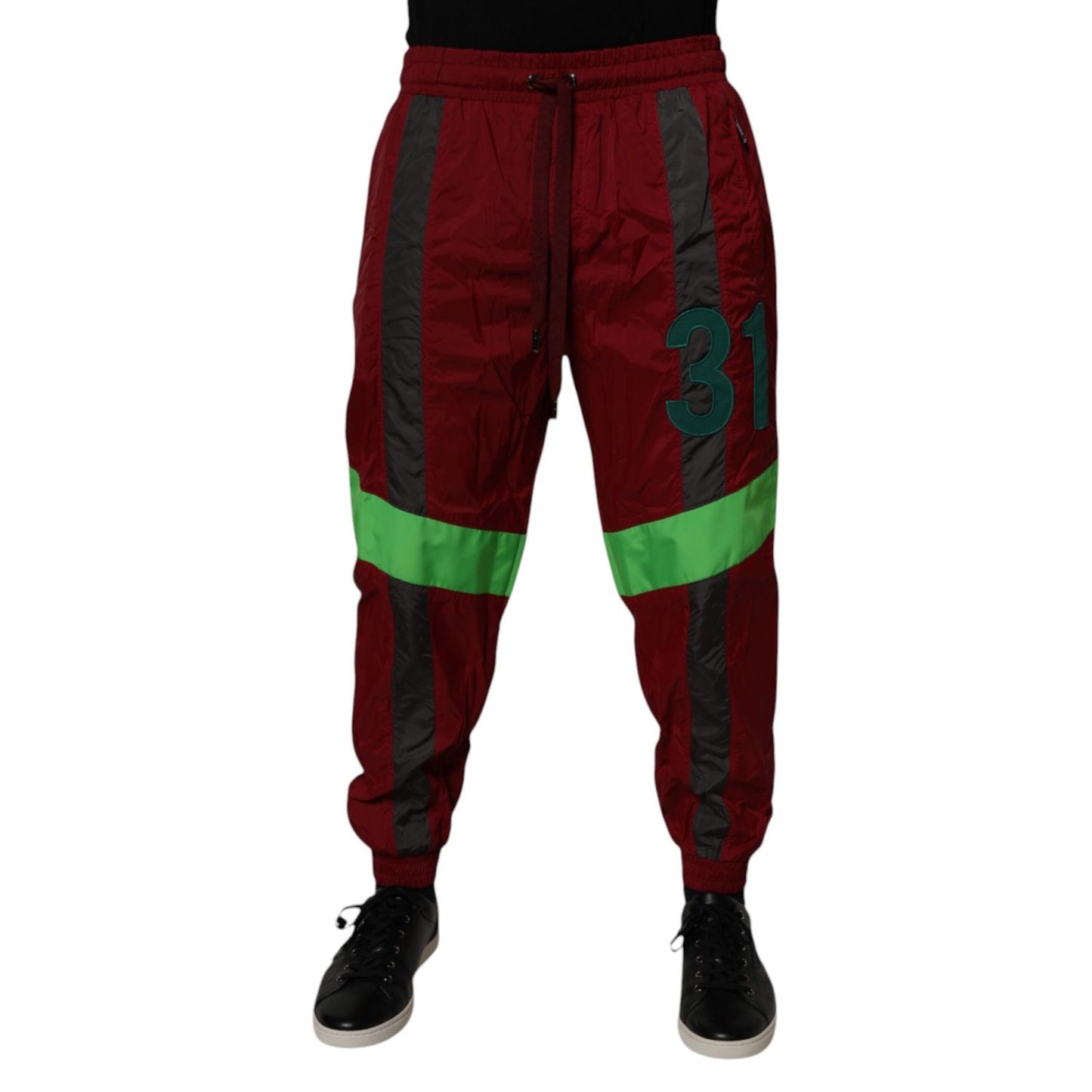 Dolce & Gabbana Maroon Nylon Men Jogger Sweatpants Pants