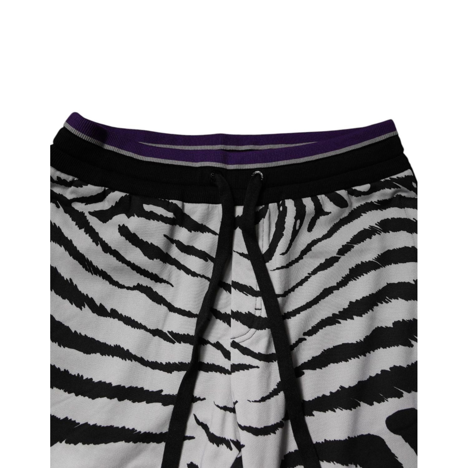 Dolce & Gabbana Black White Zebra Men Jogger Sweatpants Pants