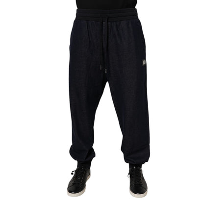 Dolce & Gabbana Black Jacquard Cotton Jogger Sweatpants Pants