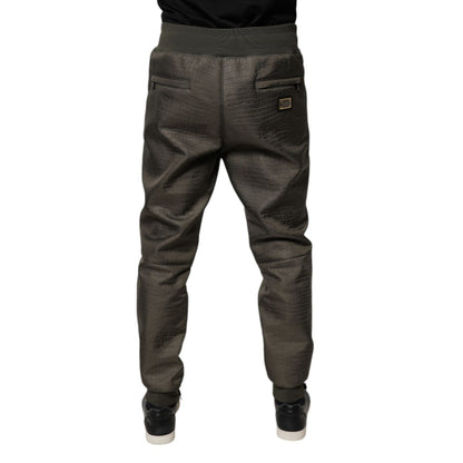 Dolce & Gabbana Brown Lambskin Leather Men Sweatpants Pants