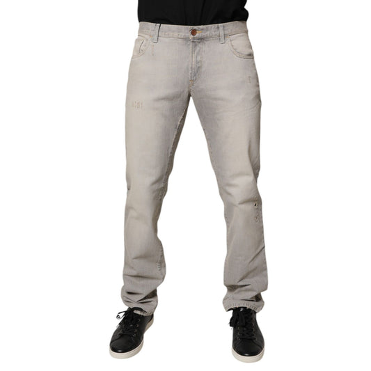 Dolce & Gabbana Light Gray Cotton Skinny Denim Jeans