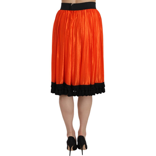 Dolce & Gabbana Orange High Waist Knee Length Skirt SKI1165-40