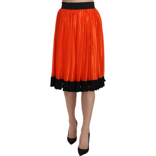 Dolce & Gabbana Orange High Waist Knee Length Skirt SKI1165-40
