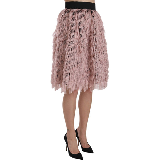 Dolce & Gabbana Pink Gold Fringe Metallic Pencil A-line Skirt SKI1178-42