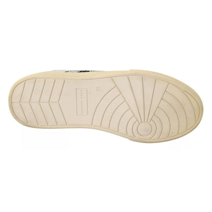 Marc Jacobs White Leather Crystal Embellished Sneakers Shoes