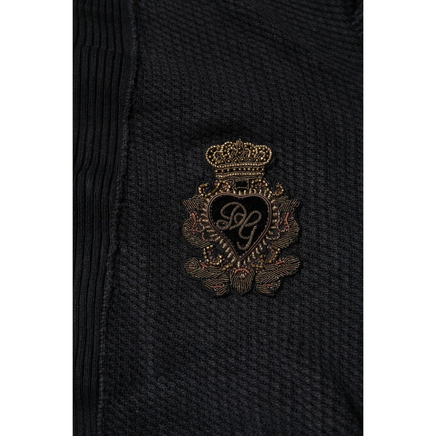 Dolce & Gabbana Black Heraldic Silk Buttoned Pullover Sweater 405693367669-48