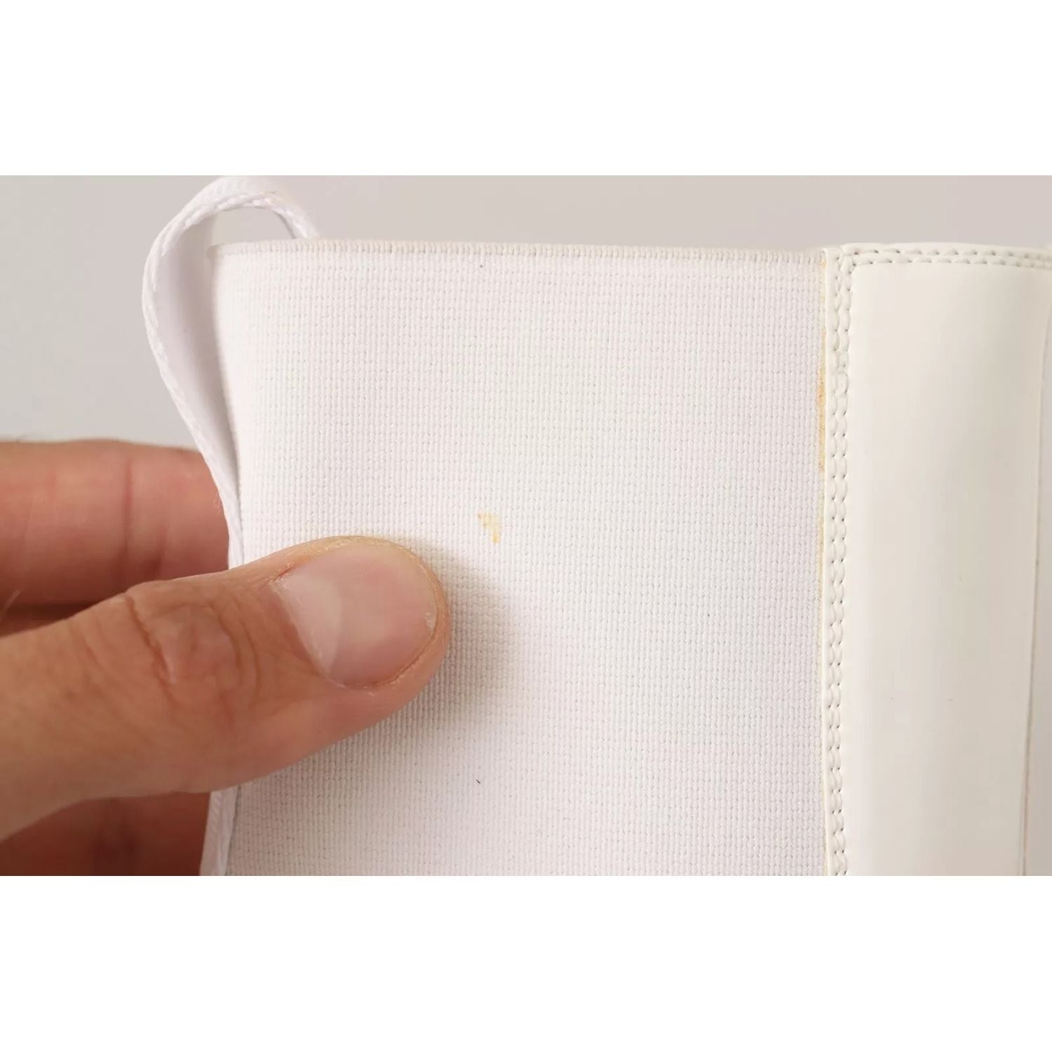 GCDS White Leather Fabric Red Logo Heel Ankle Boots Shoes