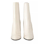 GCDS White Leather Fabric Red Logo Heel Ankle Boots Shoes