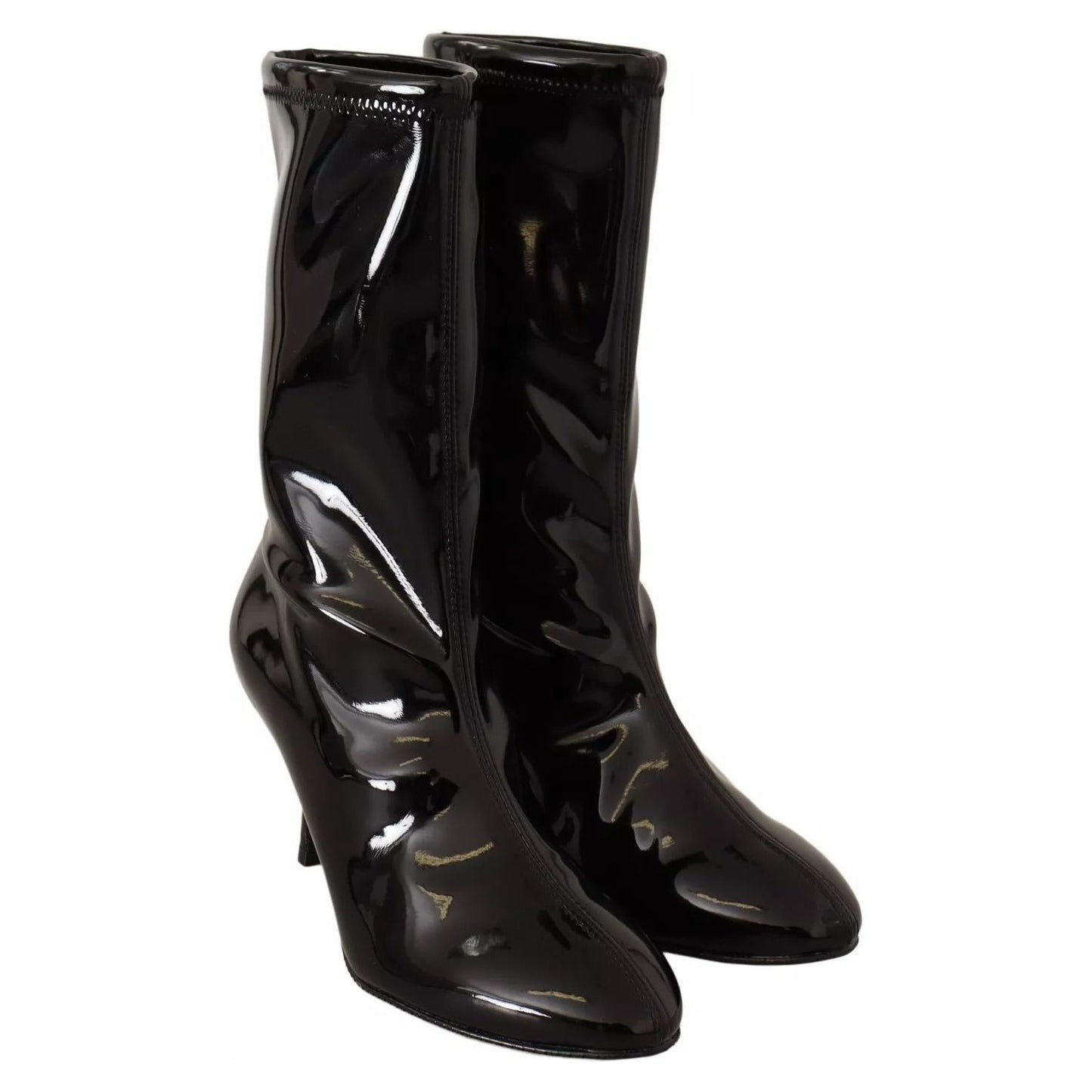 Stuart Weitzman Black Patent Leather High Heels Boots Shoes LA9472-37