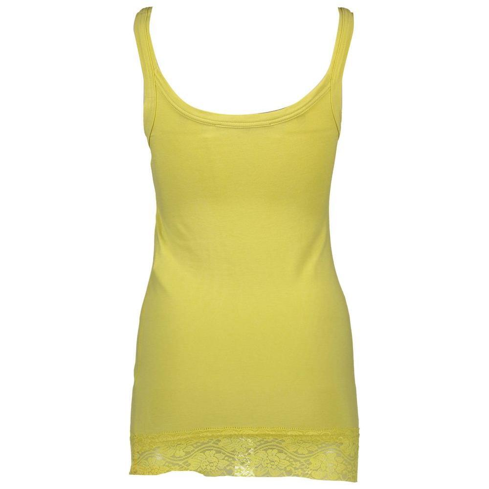 Silvian Heach Yellow Cotton Womens Tank with Lace Detail SI-2990-XS
