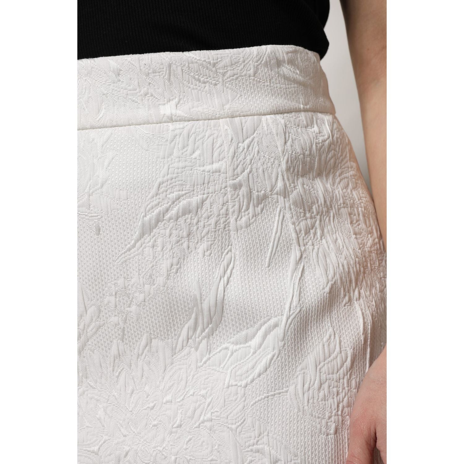 Dolce & Gabbana White High Waist Knee Length Pencil Skirt