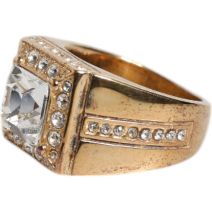 Dolce & Gabbana Gold Tone Sterling Silver 925 Crystals Ring