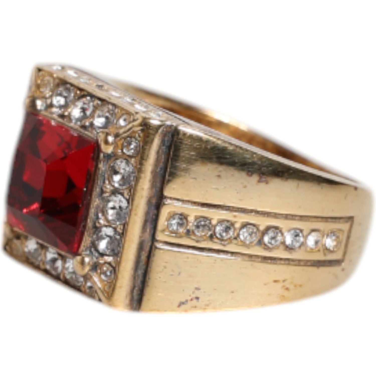 Dolce & Gabbana Gold Tone Sterling Silver 925 Crystals Ring