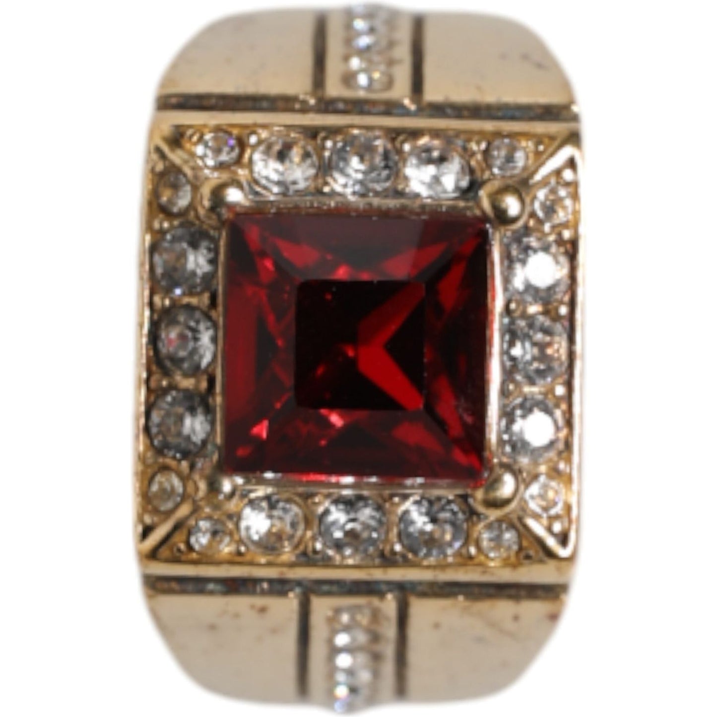 Dolce & Gabbana Gold Tone Sterling Silver 925 Crystals Ring