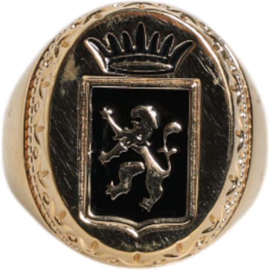 Dolce & Gabbana Gold Tone Engraved Logo Two Color Jewelry Ring SMY10472-S